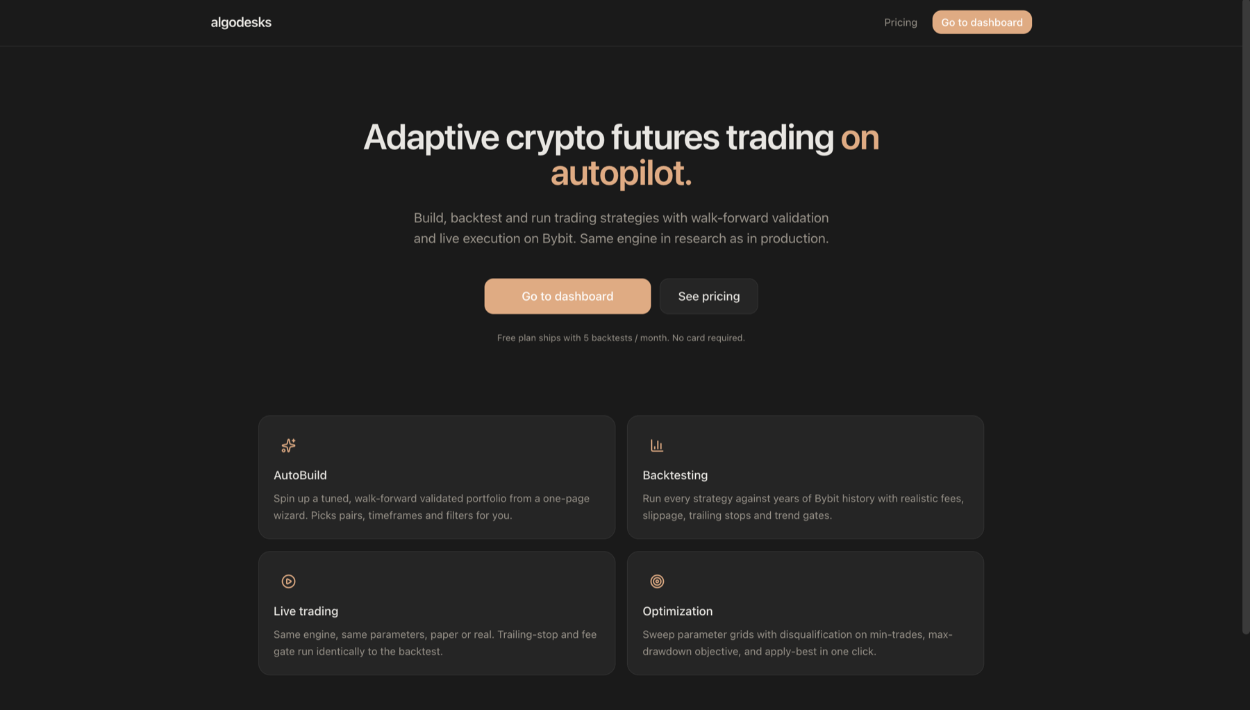 Algodesks landing page