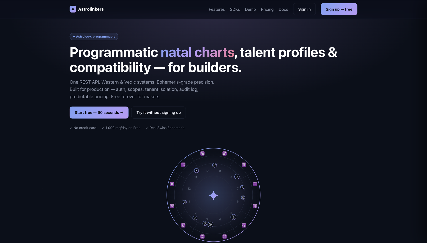 Astrolinkers landing page